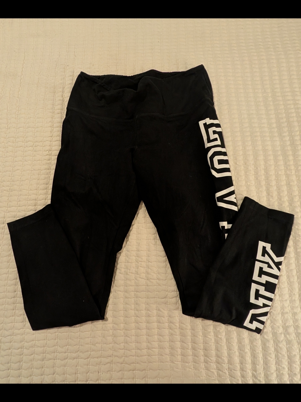 PINK Victoria's Secret Black Joggers with White Side Logo